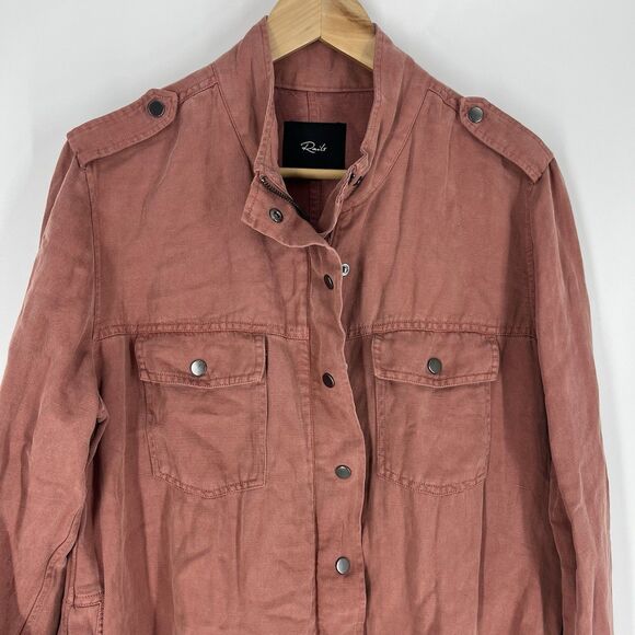 Rails Jacket Size Medium Womens Brick Red Collins Utility Military Twill Linen - Picture 2 of 9